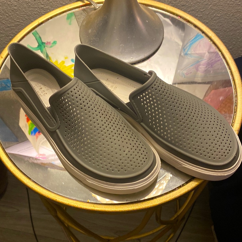Crocs Gray Perforated Slip On Loafer Mens 9